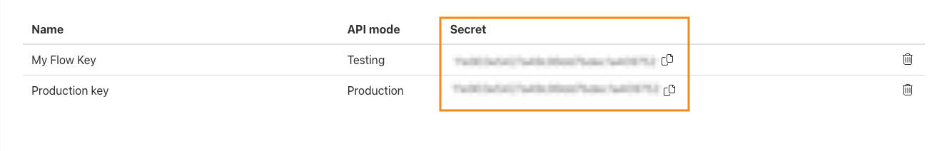 API keys