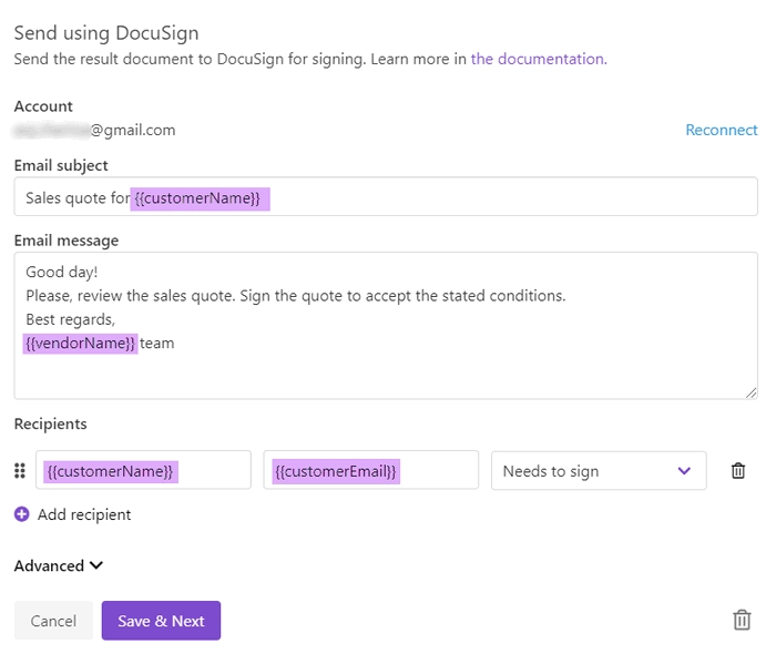DocuSign delivery