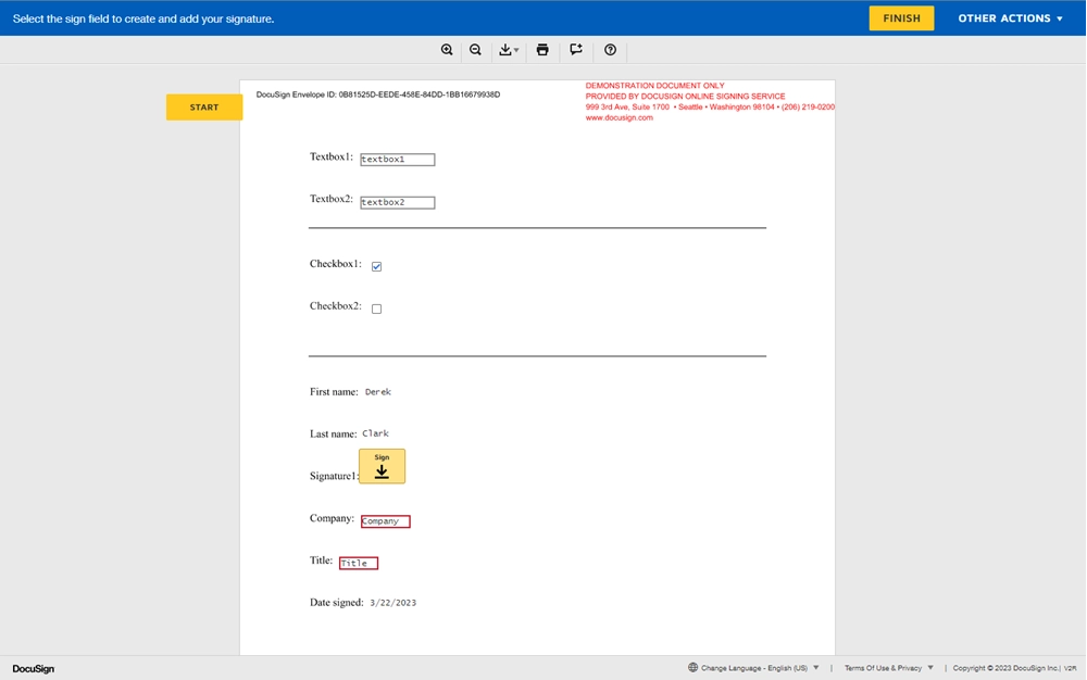 Document in DocuSign