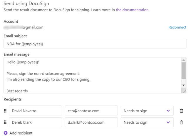 DocuSign general settings