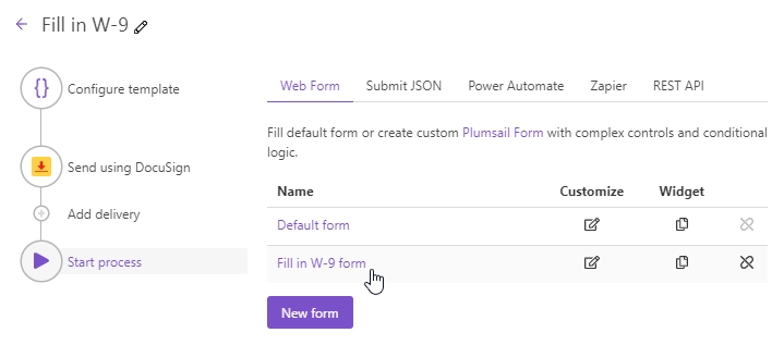 Create new form