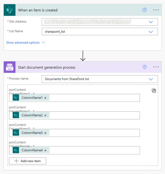 docx from sharepoint list