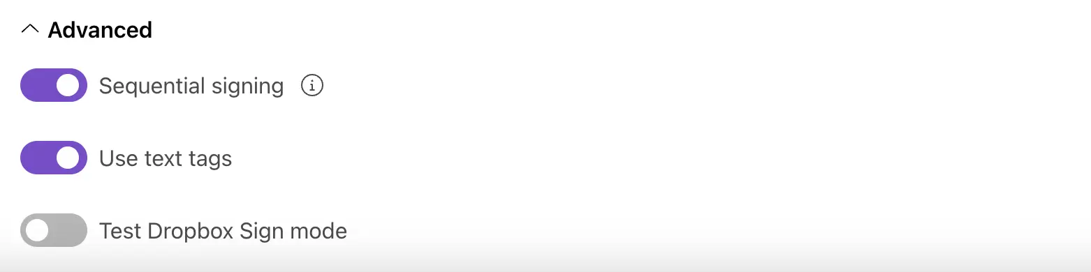 Advanced Dropbox Sign settings