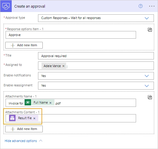 Send Dynamics 365 invoice for approval