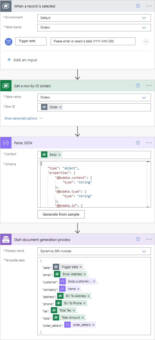 Generate custom invoices from D365 orders flow