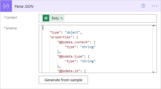 Parse JSON action