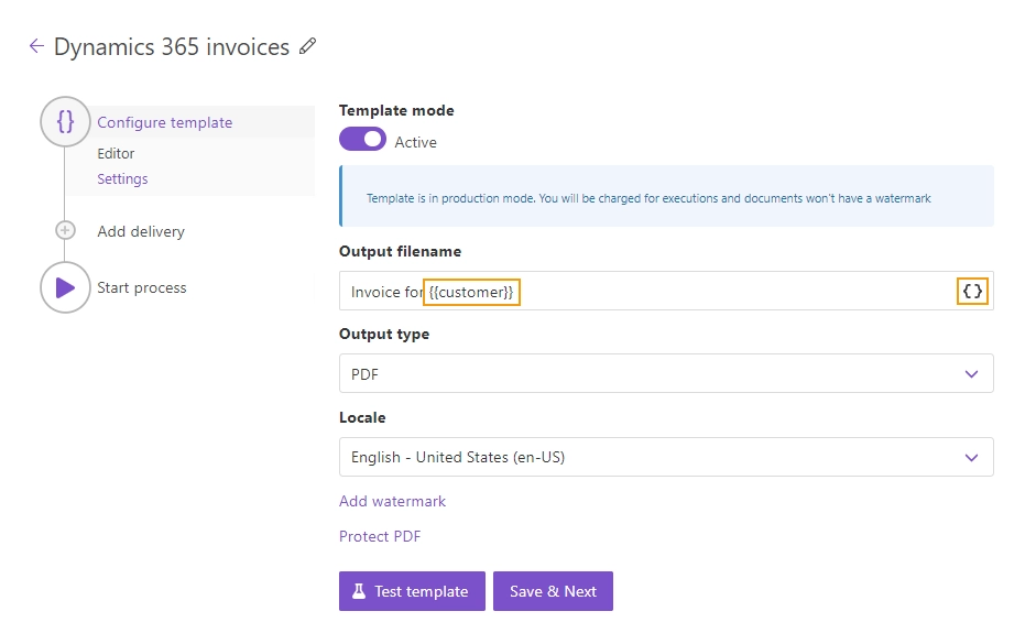 Configure template settings