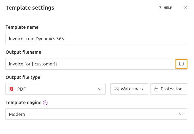 Configure template settings