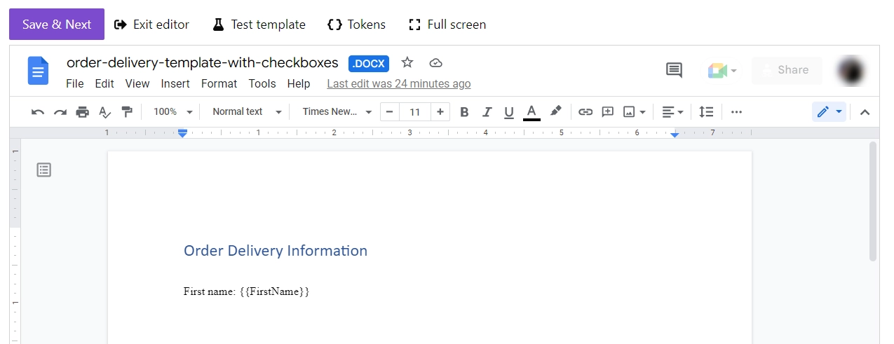 Edit template file