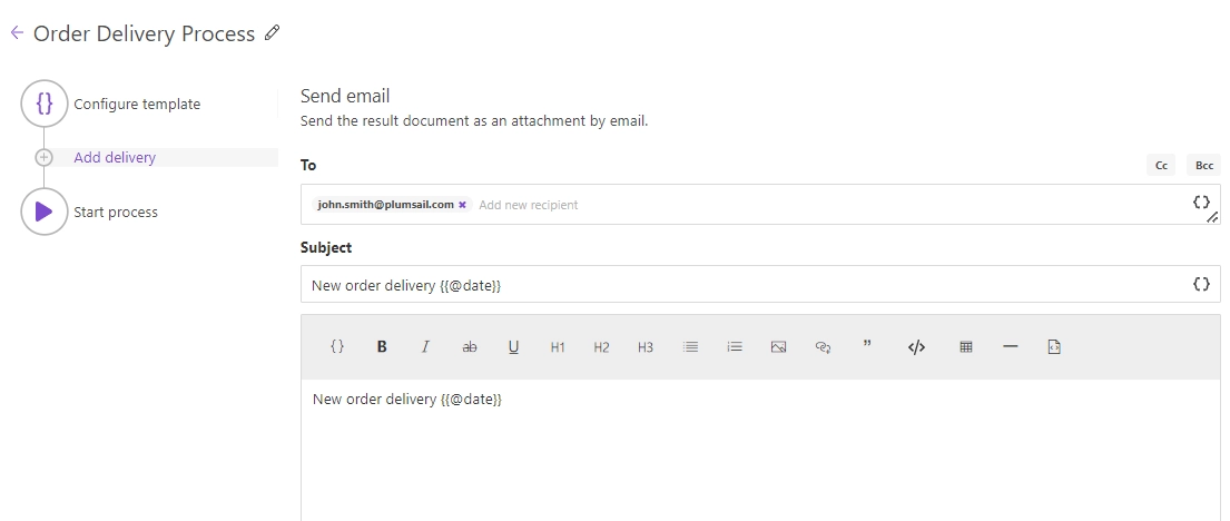 delivery template file