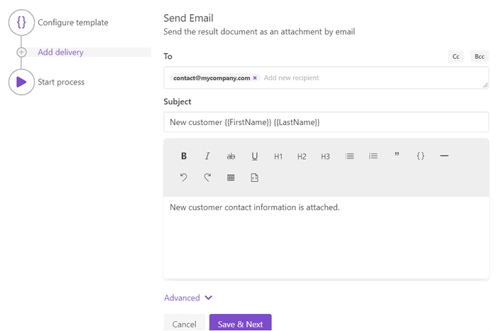 Add email delivery