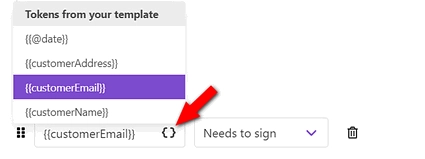 tokens inside adobe sign recipients