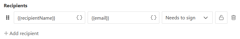 tokens inside DocuSign recipients