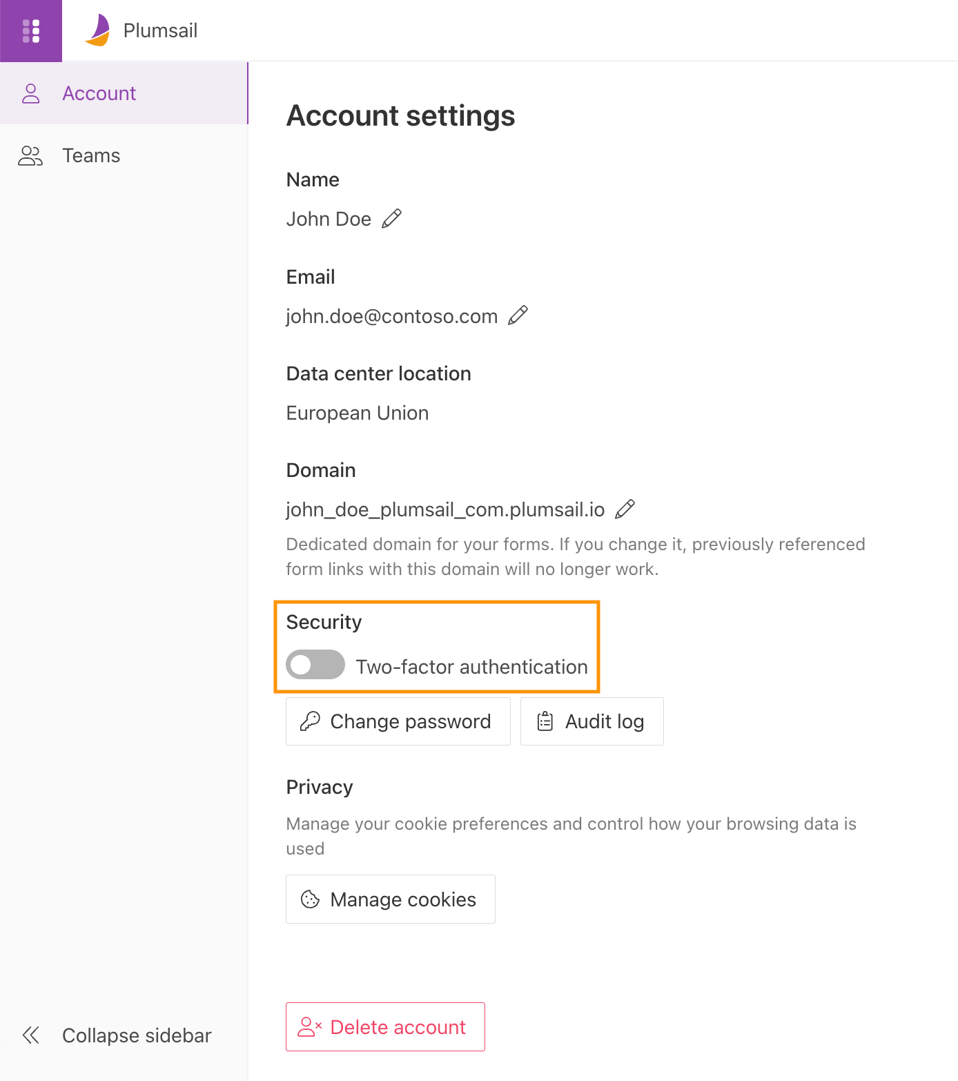 Enable two-factor authentication