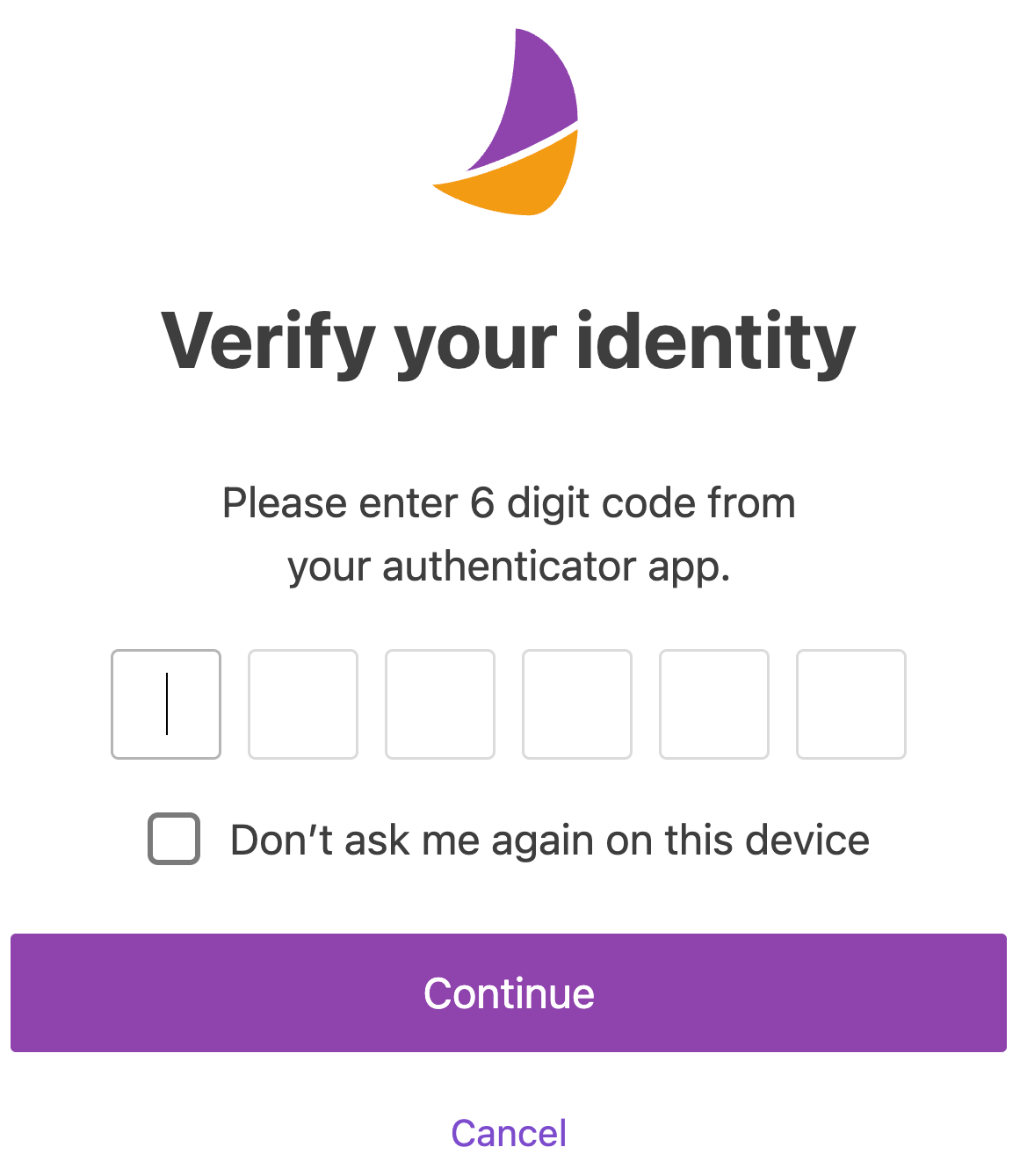 Enter the authenticator app code
