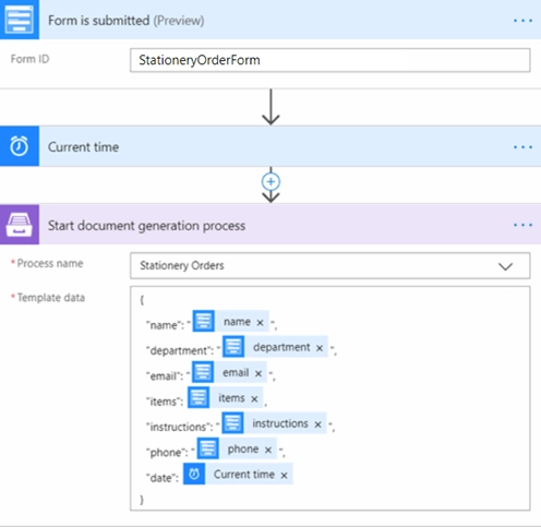 xlsx to pdf from Plumsail Forms flow