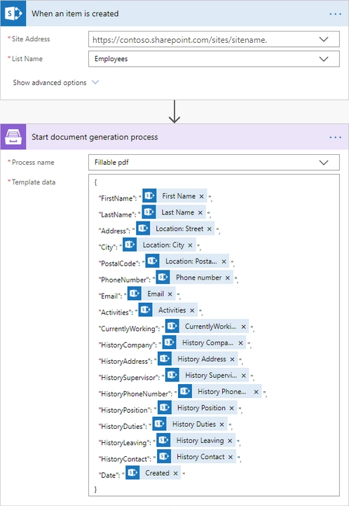 Populate fillable PDF flow