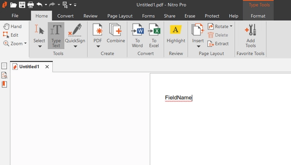 Nitro Pro add text