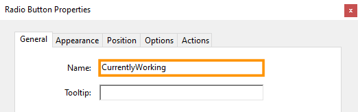 General name of a radio button in a fillable PDF form