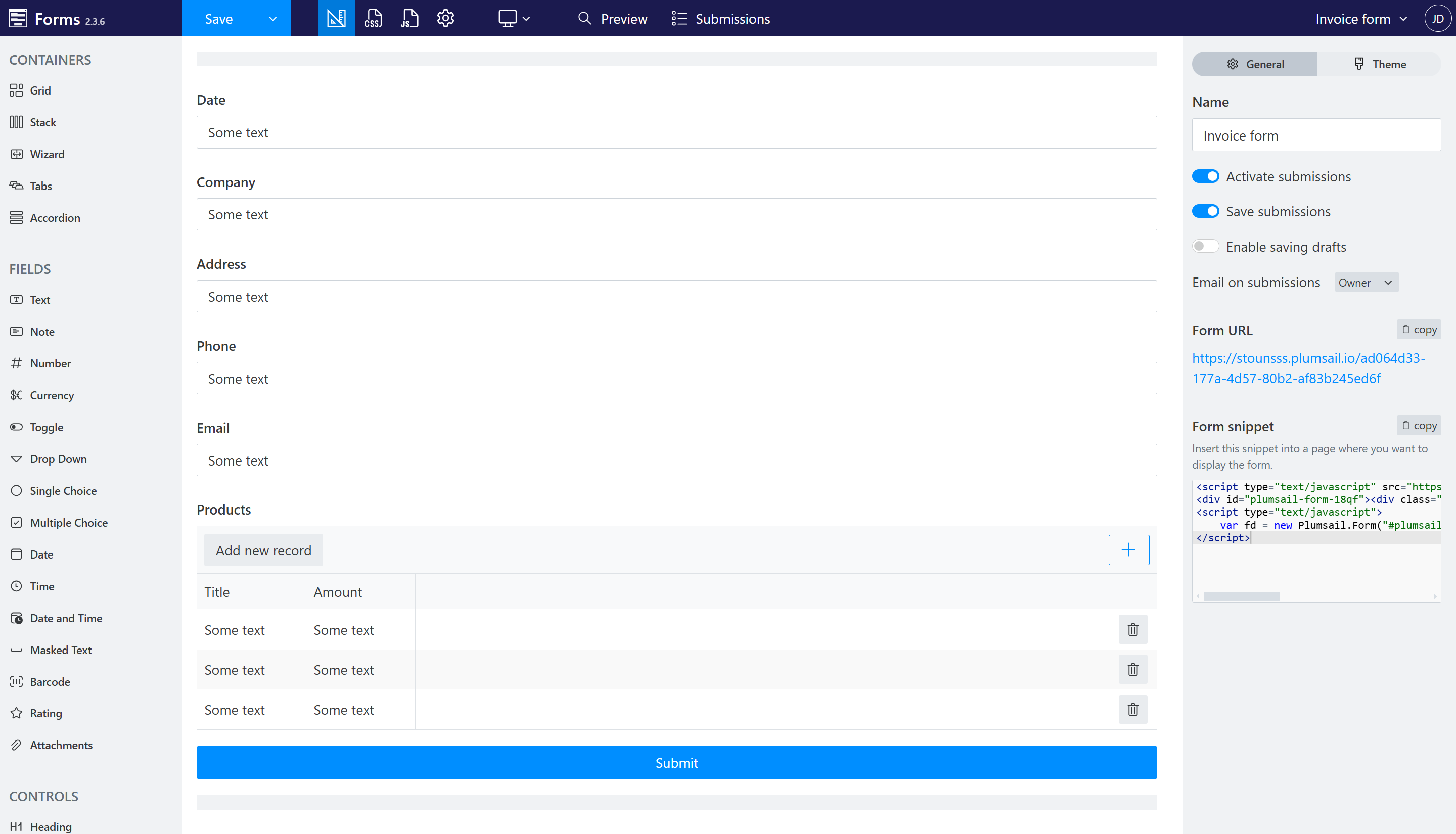 web forms editor
