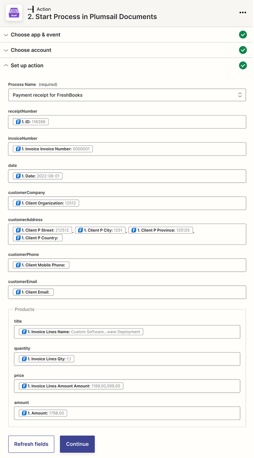 Start process in Plumsail Documents - Set up action - Zapier