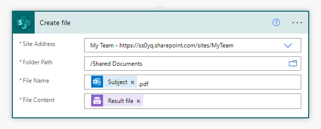 Convert Email to PDF Flow - Create file