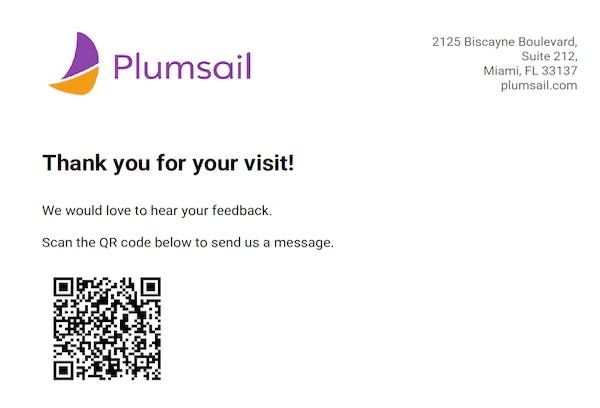 Generated PDF document with SMS QR code