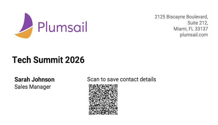 Generated PDF document with vCard QR code