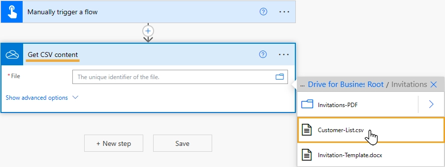 Get CSV file