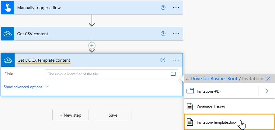 Get DOCX template file