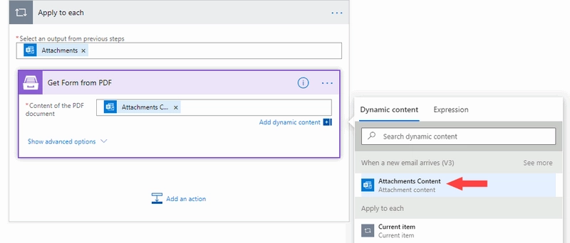 Get Form from PDF action