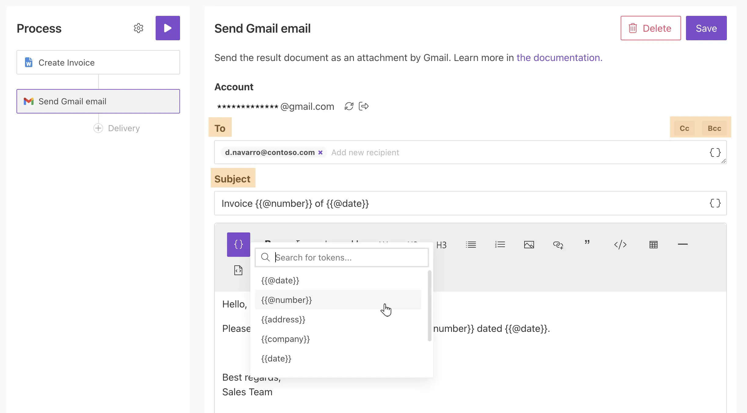 Gmail delivery settings