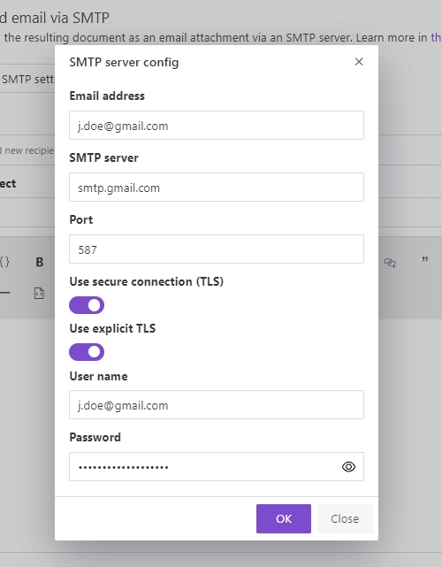Gmail smtp delivery settings