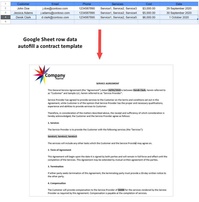 autofill contract from google spreadsheets