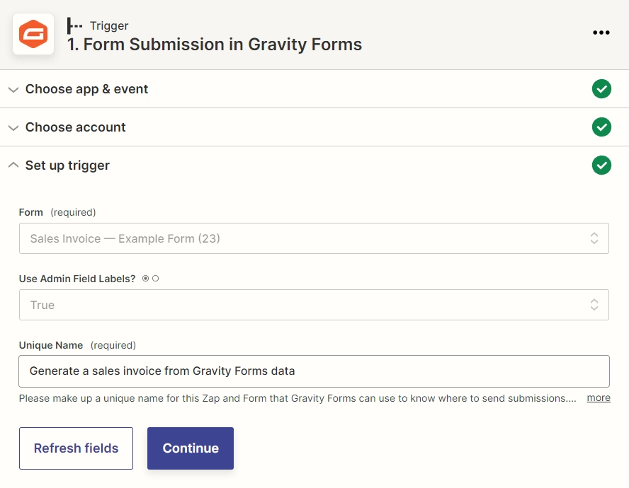 Set up trigger in Gravity Forms - Zapier