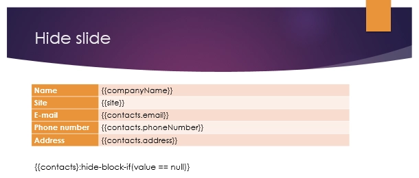 Hide slide template