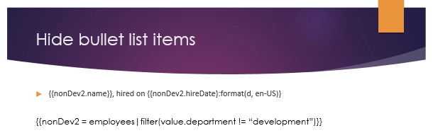 Hide bullet list item template
