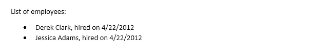 Hide bullet list result