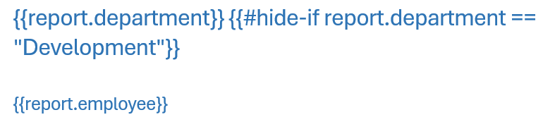 Modern DOCX template using hide-if to conditionally hide the Development section