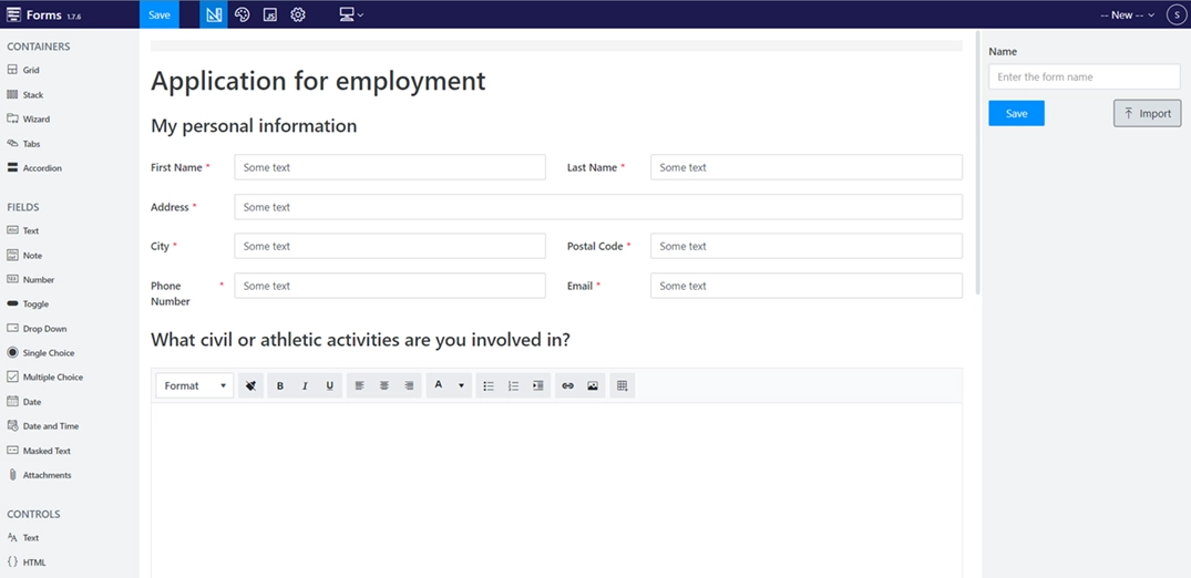 Import forms