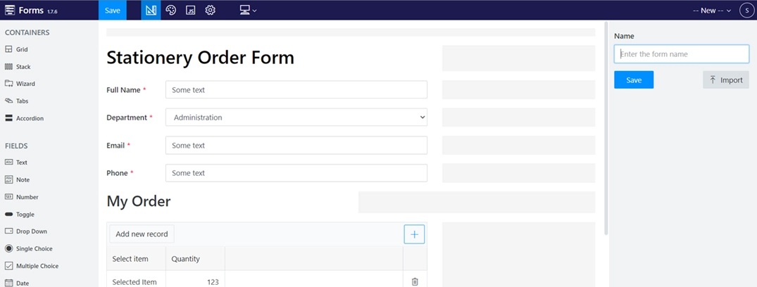 Import forms