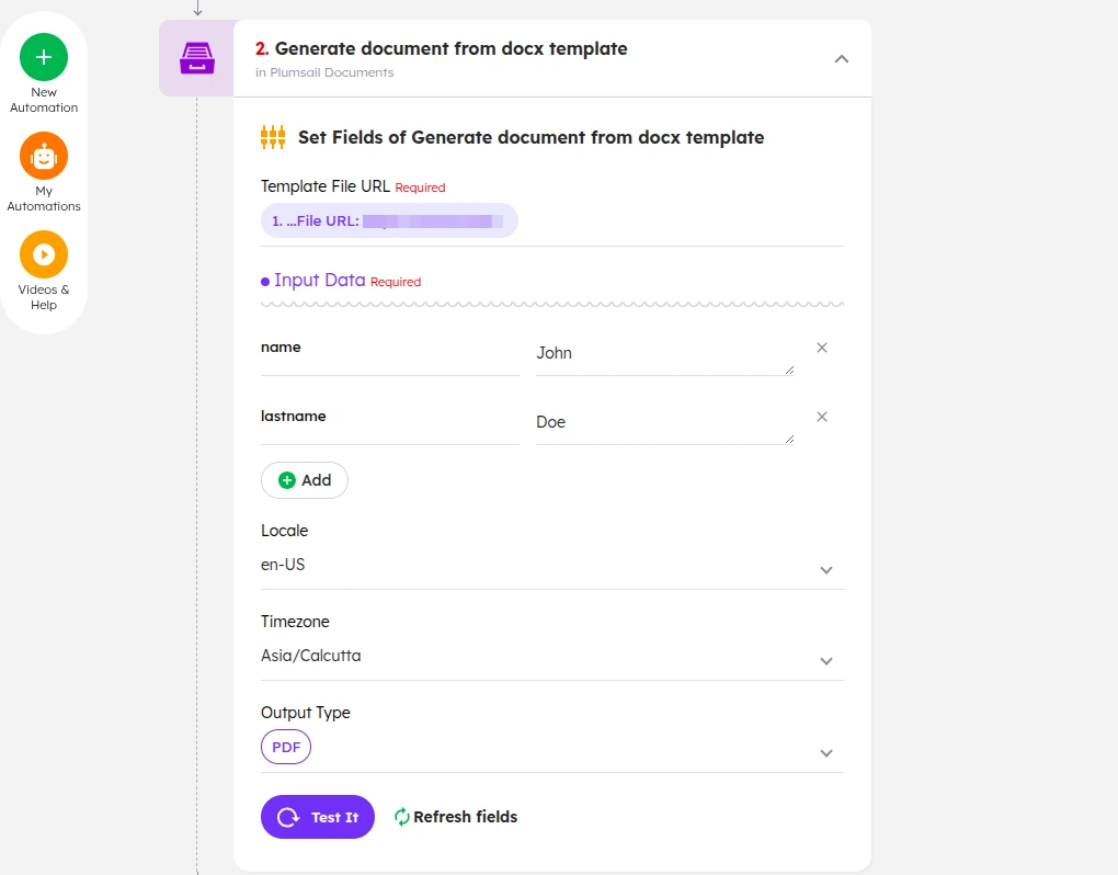 Generate from DOCX template