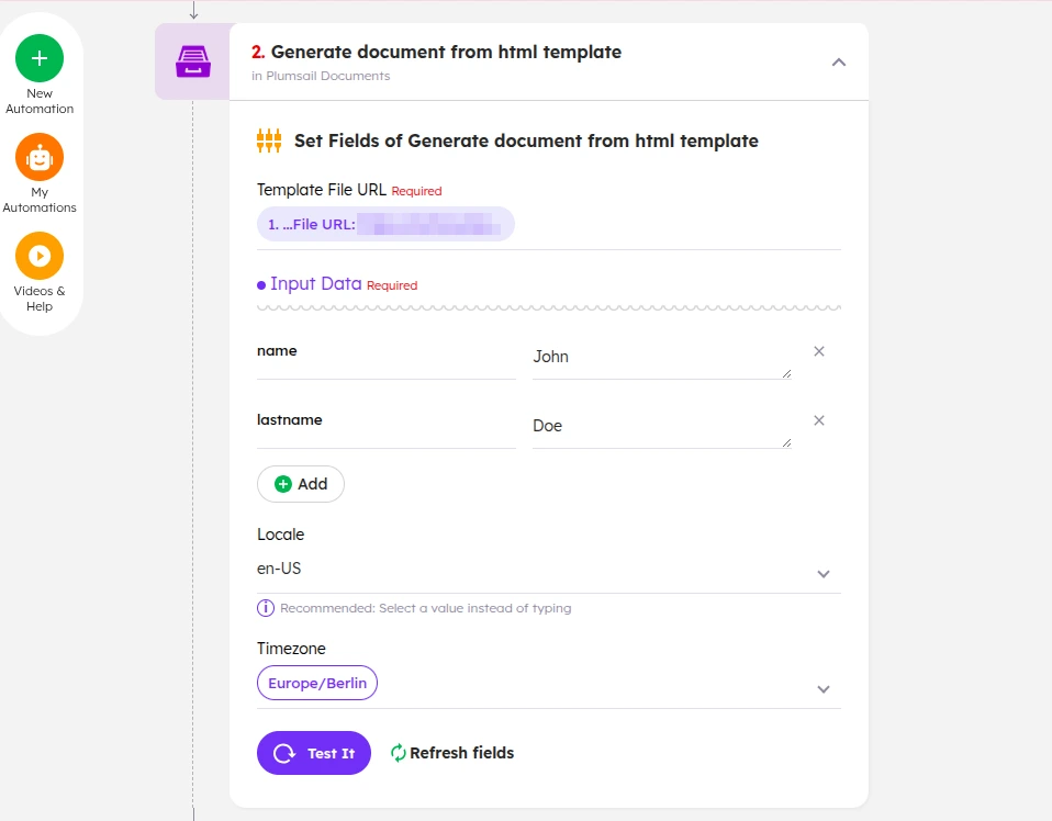 Generate from HTML template