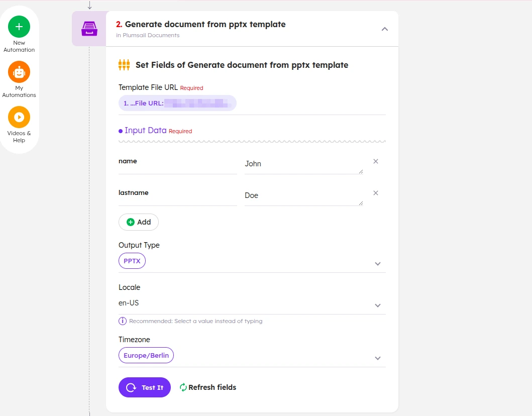 Generate from PPTX template