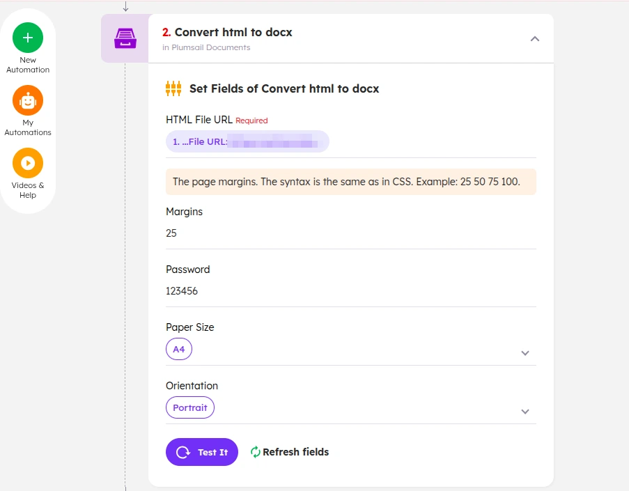 HTML to DOCX conversion