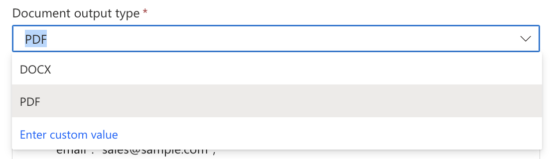 Select invoice output type