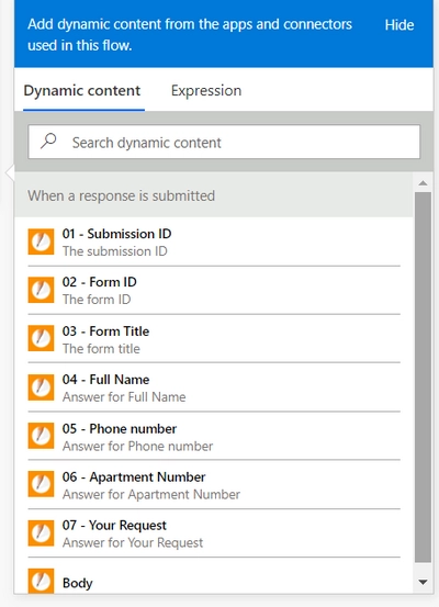 dynamic content of JotForm is submitted