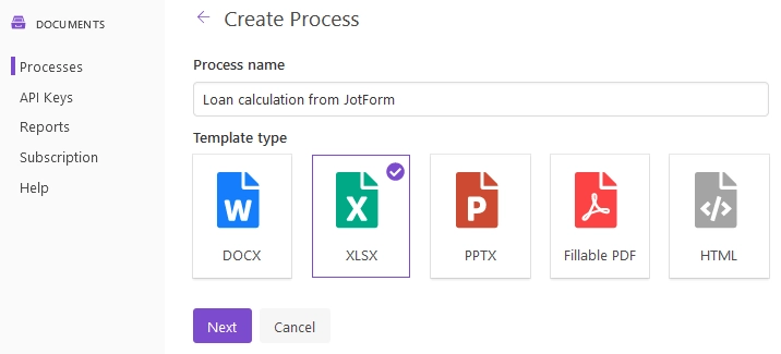 Create Excel-based process