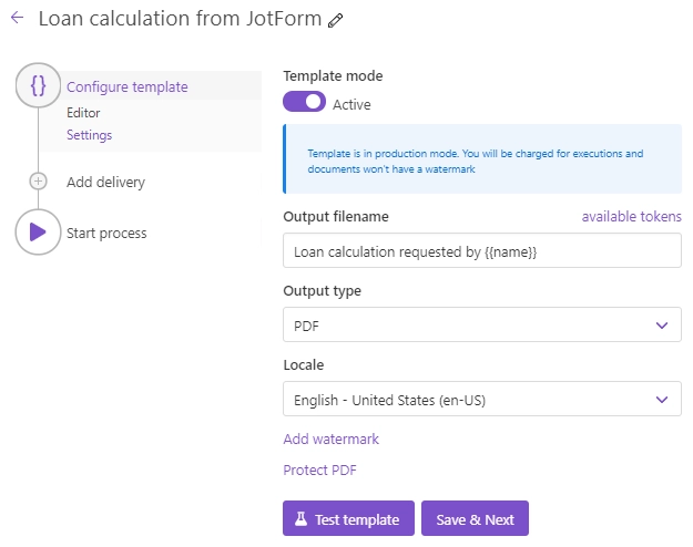 Configure process output