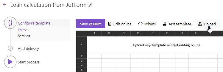 Upload template file